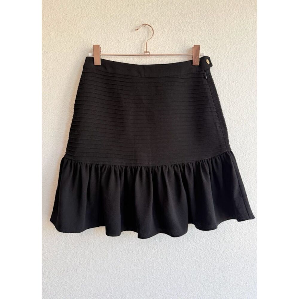 Le Fou by Wilfred Dansa Pintuck Pleated Ruffle Mini Skirt in Black size 0 NWT